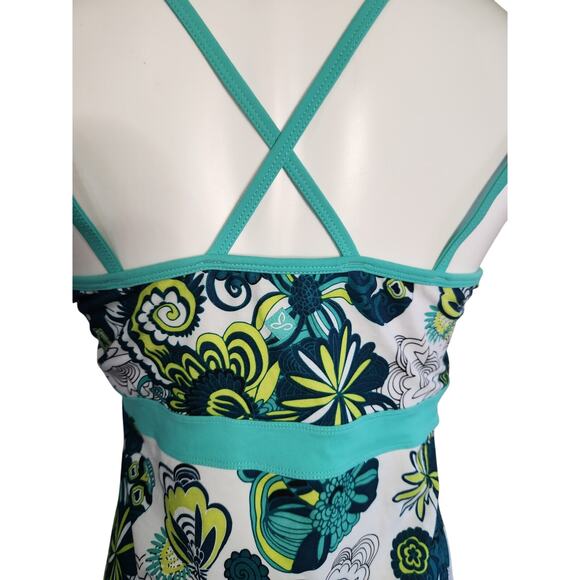 PrAna Kaley teal workout raw hem crossback yoga‎ tunic tank L - Picture 4 of 7
